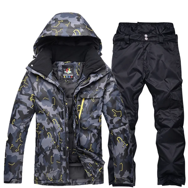 jacket and pant Теплая зимняя куртка для сноуборда+ брюки, Мужская водонепроницаемая ветрозащитная лыжная куртка для альпинизма, теплая зимняя уличная камуфляжная куртка - Цвет: jacket and pant