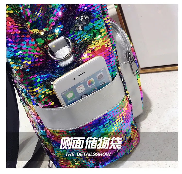 Модный Блестящий рюкзак, расшитый блестками, женская кожаная сумка crosbody, блестящий школьный рюкзак, большая вместительность, рюкзак для путешествий, Женский M1356