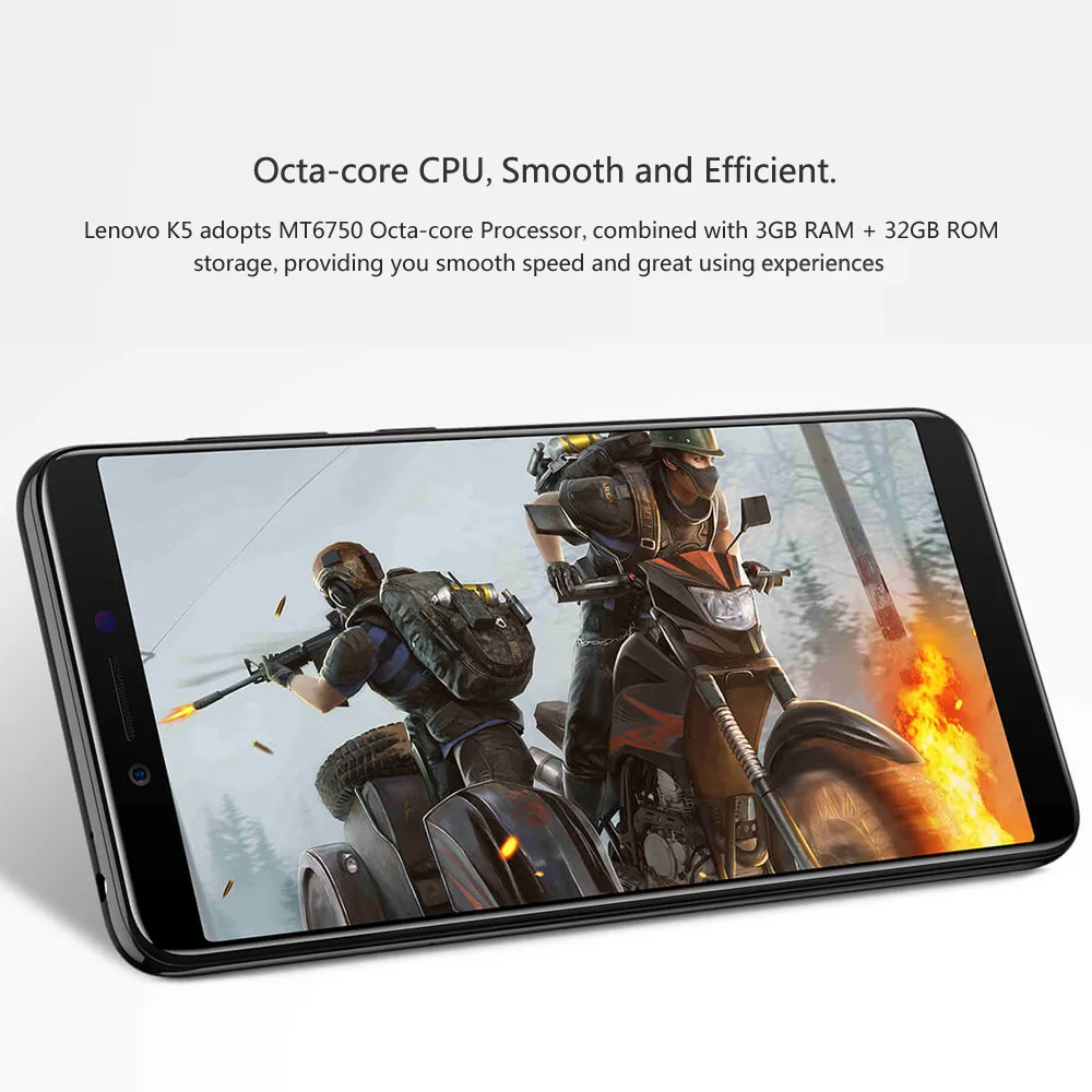 Мобильный телефон lenovo K5 K350t, 3 Гб ОЗУ, 32 Гб ПЗУ, восьмиядерный смартфон MT6750, 5,7 дюймов, HD+ 18:9 дисплей, двойная тыловая камера 13 МП, 5 Мп