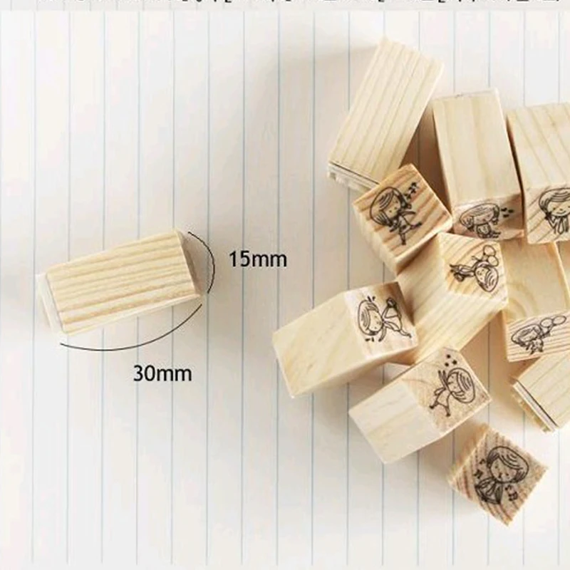 ZQSPFAFA Hand-painted Pattern Stamp Cute Flower DIY Scrapbook Decoration 2017 Fashion Brand Geometric Square Wooden Set | Канцтовары для
