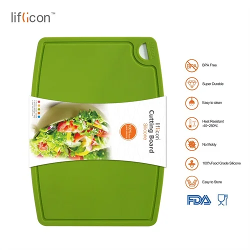 Liflicon прочная силиконовая разделочная доска Veggie Cut Prep Нескользящая Гибкая Толстая разделочная доска Антимикробная Толстая разделочная доска - Цвет: CBM-Green