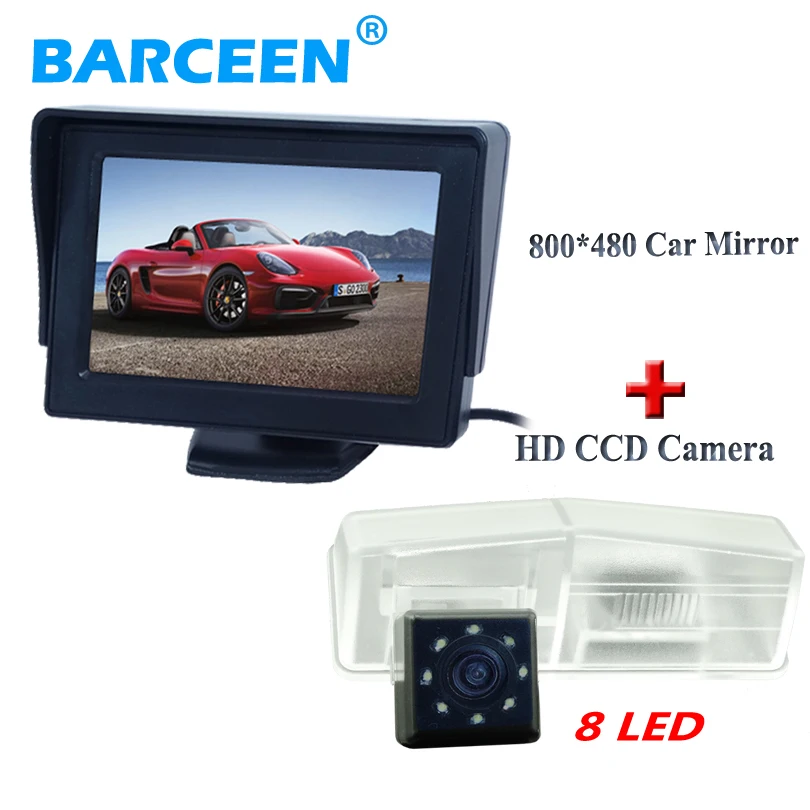 

waterproof ip 69K car reversing camera ccd image 8 led +4.3" car screen monitor car lcd display 800*480 suitable for Toyota RAV4