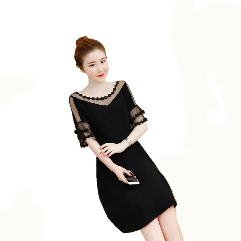2018 китайское кружевное шелковое платье wind fat sister|dress dress dress|lace silk dresssilk |