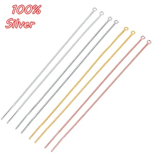 Фурнитура для изготовления ювелирных изделий, серебро 911 пробы, золото 925 пробы, Длинная кисточка, цепочка, аксессуары для резьбы см