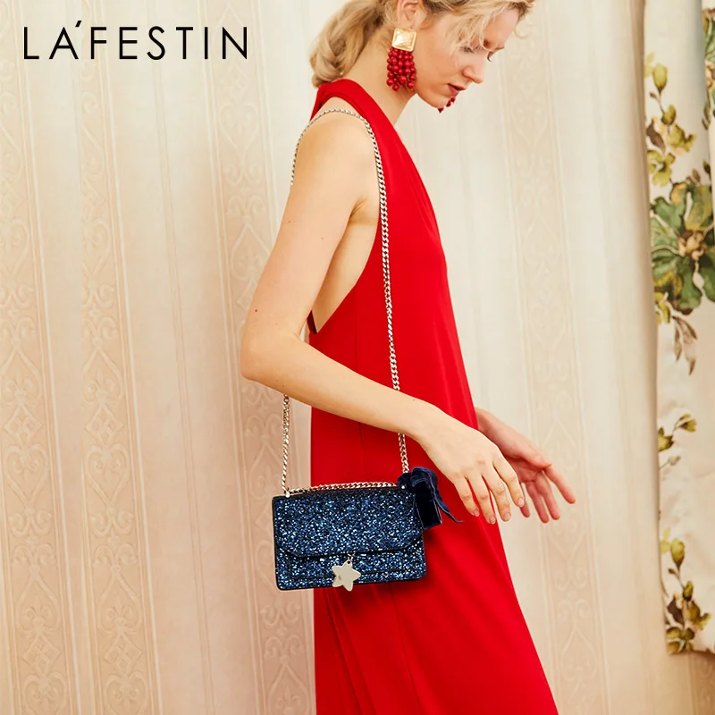 LA FESTIN вечерняя сумка элегантная через плечо Маленькая блестящая Геометрическая
