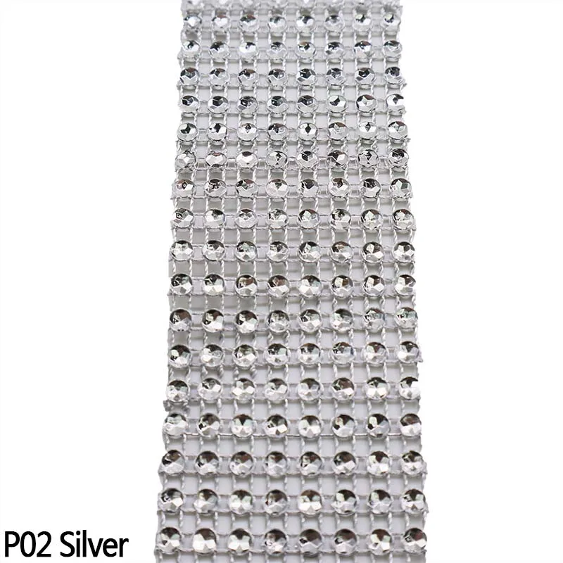 Silver 2 ярда 4 см тюль сетка рулон Серебряная Бриллиантовая сетка лента Стразы сетка лента Торт обертывание День Рождения украшения ленты с кристаллами тюль - Цвет: Silver