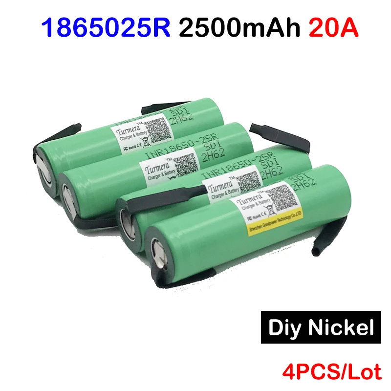 18650 батарея inr18650 25r 20a 2500 mAh mah для ecig батареи электроинструменты с diy никелем|18650