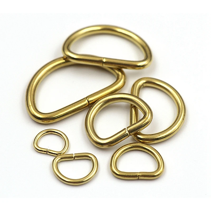 

2Pcs Solid Brass D Rings Buckles for Bag Strap Belt Purse Webbing Dog Collar 10-38mm Inner Width Leather Craft DIY Accessories
