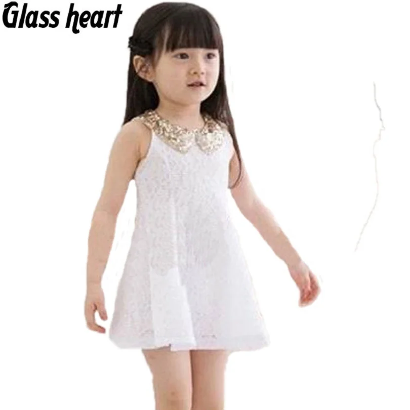 Lace Deguisement Fille Enfant Girl Dress Kids Clothes Summer Sequin Collar Baby Party Evening Jurken Children Clothing | Детская одежда