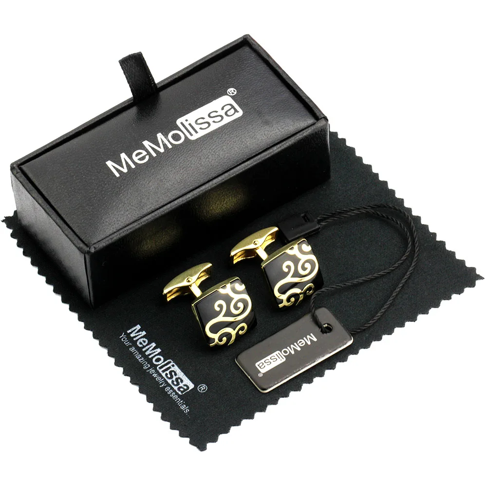 

MMS Gold Square Cufflinks | Display Box | Wiping Rag and Tag | Gift for Men or as Groomsmen Gifts | French Cufflinks ...