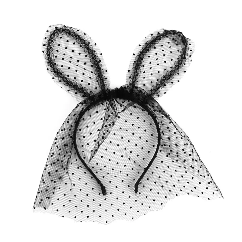 1 шт. повязка на голову Сексуальная кружевная маска с вуалью в горошек кошачьими