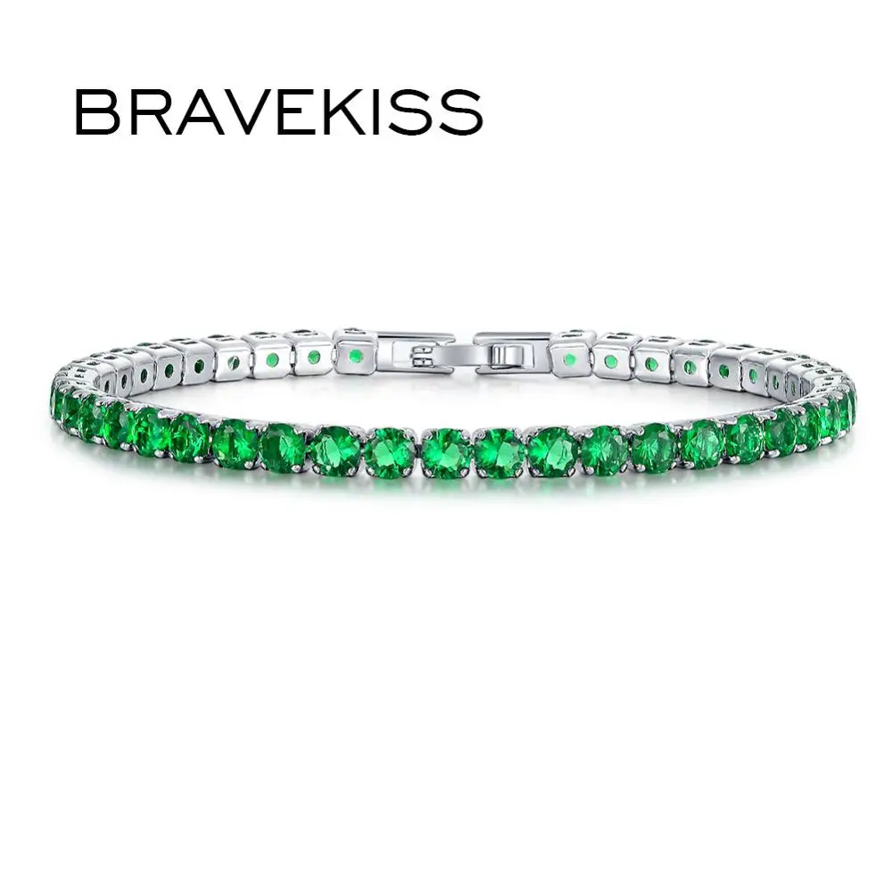 Женский и мужской Теннисный браслет BRAVEKISS 0 25 карат зеленого кубического циркония