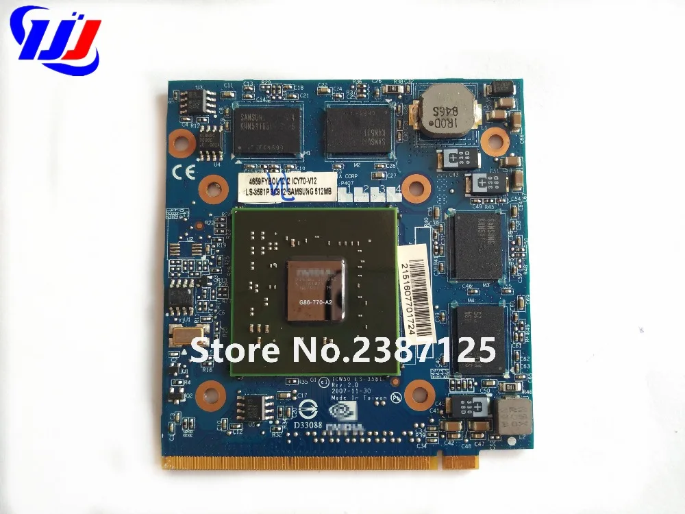 Для видеокарты c er Aspire 5920G 5520 5920 n V i d A GeForce VG.8PS06.001 8600M GS G86-770-A2 MXM II DDR2 512MB Graphics VGA |