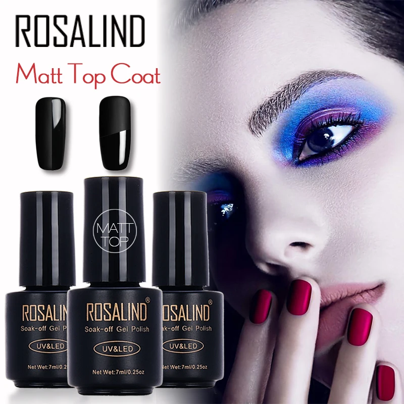 Гель лак для ногтей Rosalind 7 мл матовый верхний слой УФ светодиодный долговечный
