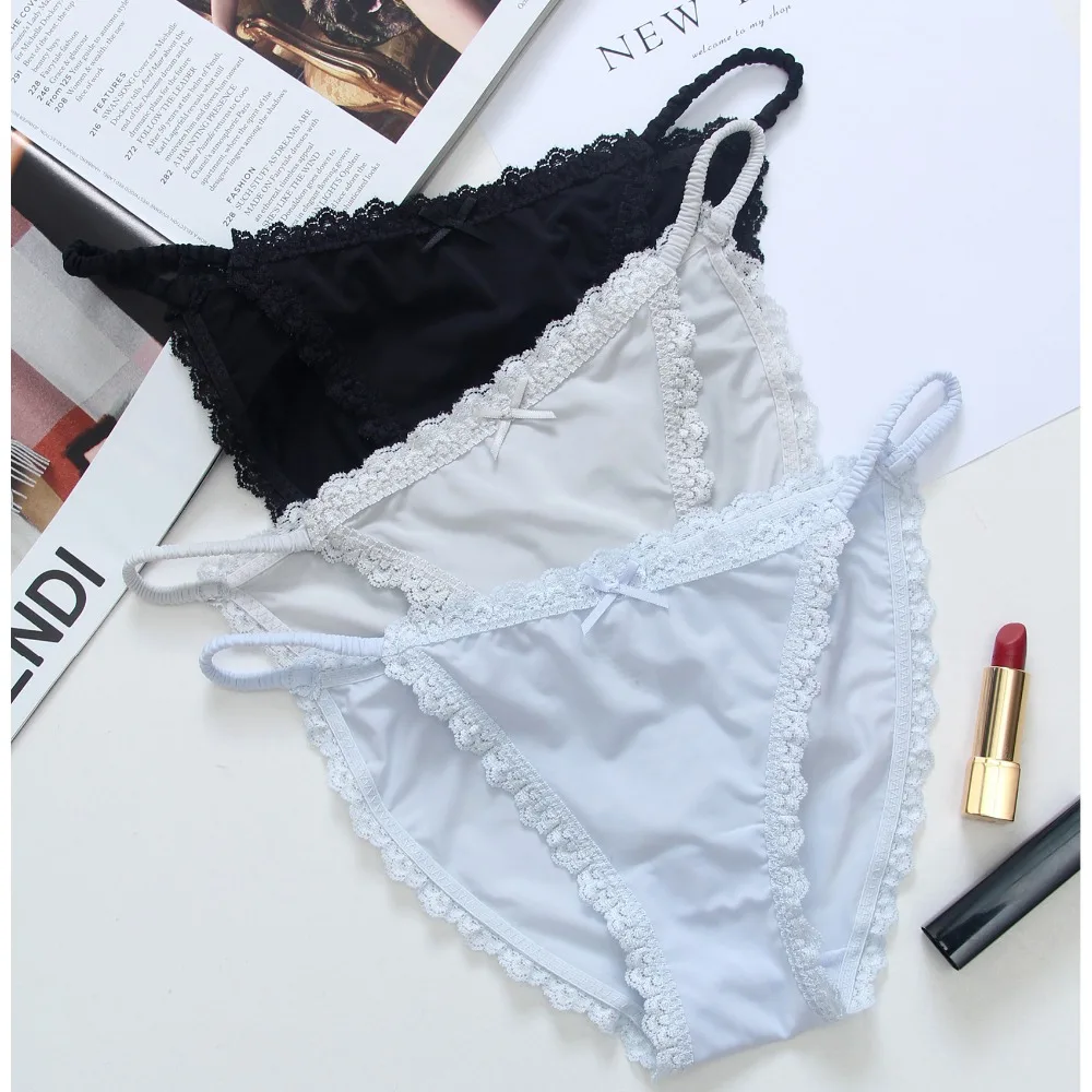 3 шт./лот женские трусики однотонные кружевные G стринги с низкой посадкой женское