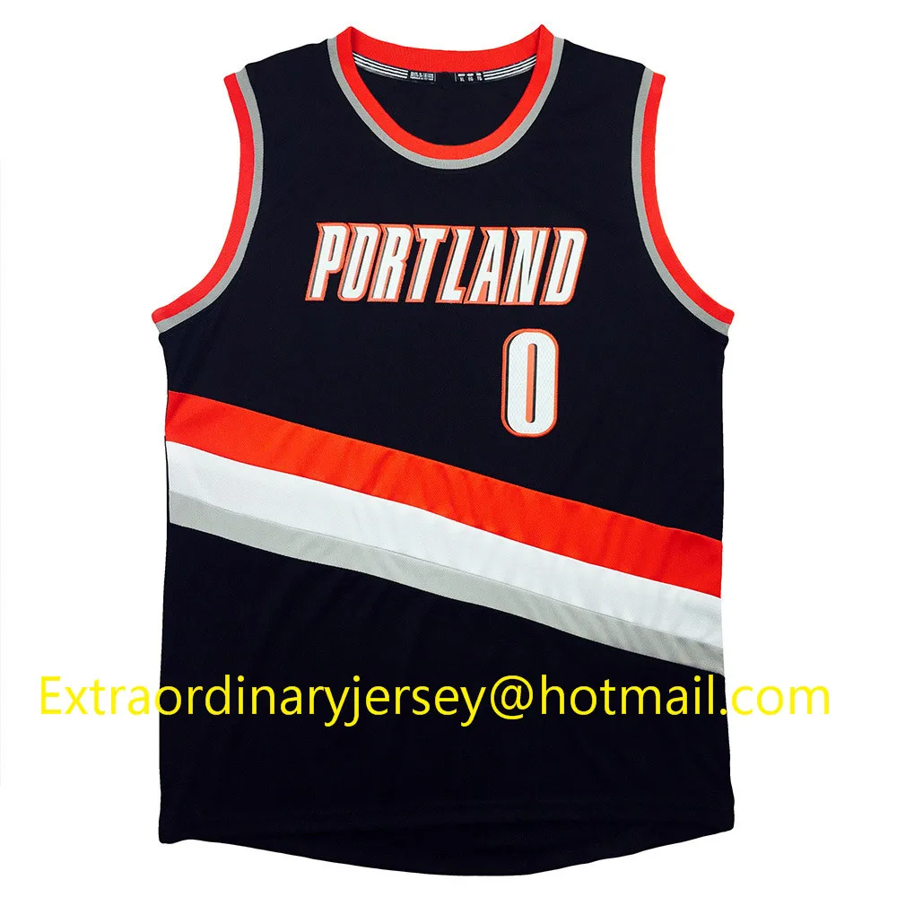 Мужская Майка Дамиан Лиллард #0 молодежь джерси Ребенком Баскетбол Джерси