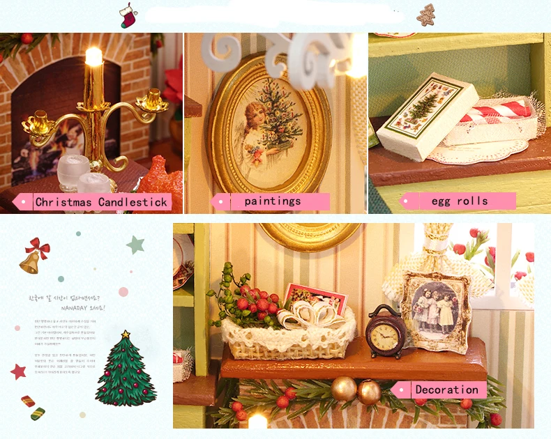 Рождественские подарки Diy игрушка кукольный дом миниатюрная деревянная головоломка кукольный домик Каса де Бонек детский подарок на день рождения игрушки время праздника Z009