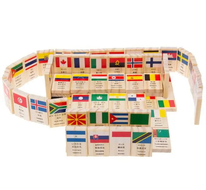 100 шт./компл. Язык Национальный флаг деревянные Игрушечные лошадки домино