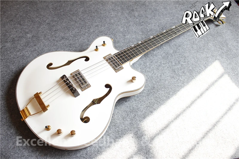 Custom Shop g6136lsb Белый Сокол Полуакустические бас Гитары 4 строки Средства ухода за