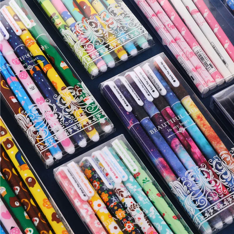 

10pcs 6pcs Colorful Flower Gel Pen Office Stationary Kawaii School Supplies Canetas Cute Pen Lapices Pen With The Box 04117