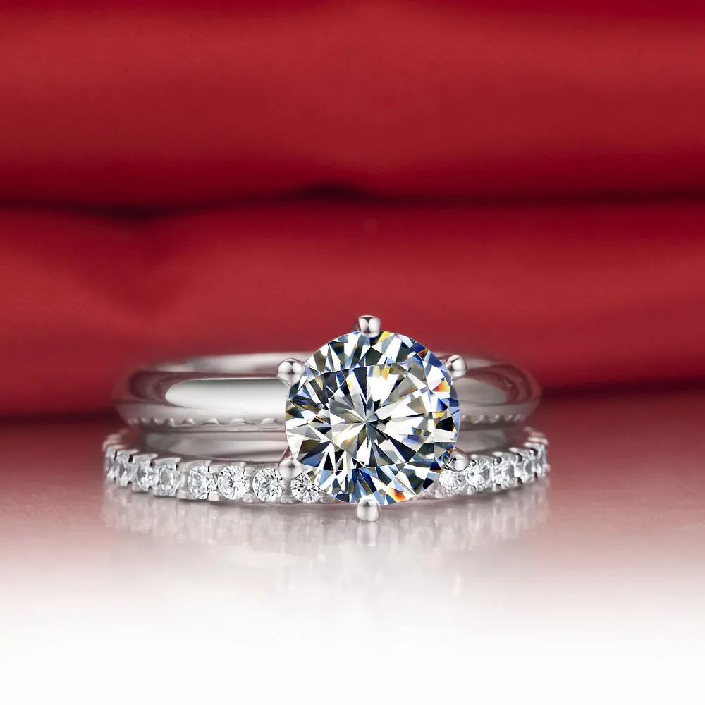 925 серебряные ювелирные изделия бренд 2CT обручальное кольцо 0.55CT Вечность NSCD