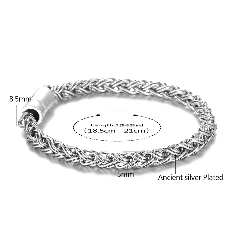 Мужской серебряный браслет Pulseira Masculina серебристый оттенок на цепочке подарочное