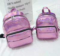 laser women girls pu leather holographic backpack schoolbag for teenage girls two size