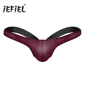 Мужское нижнее белье iEFiEL, сексуальные трусики для гомосексуалистов, эластичное нижнее белье с открытой спиной, бикини, стринги, мужское нижнее белье