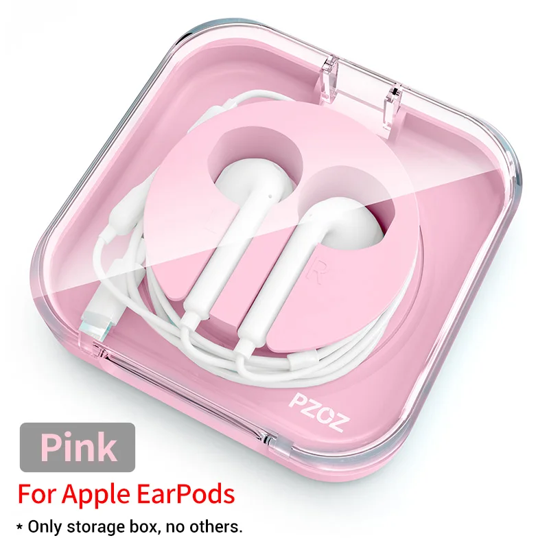 Pink PZOZ для apple, EarPods, коробка для хранения наушников, наушники apple, проводная Крышка для наушников, Портативная сумка для гарнитуры, чехол для apple earpods - Цвет: Pink