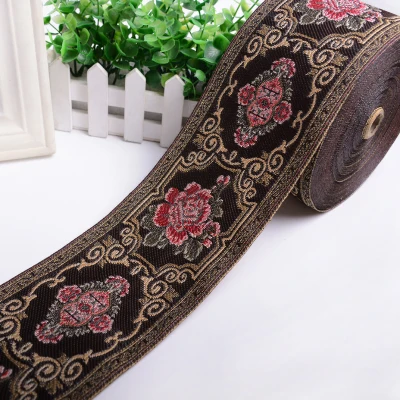 Coffee QGVLish 25M/lot 9cm Wide Jacqurd Lace Ribbon Belt Curtain Lace Trim Webbing DIY Sewing Valance Sofa Garments Curtain Accessories - Цвет: Coffee