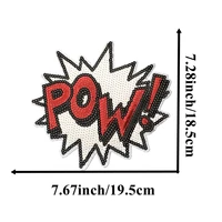 1piece wow pow sequined iron on patches for clothes bags diy sewing large letters sequins applique patch badge new arrival