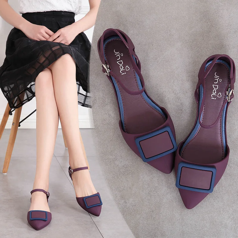 Сандалии-желе женские с острым носком повседневные Нескользящие туфли на