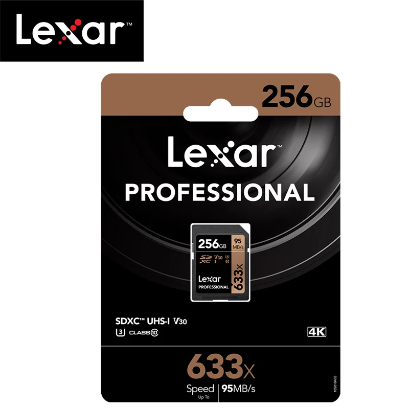 Lexar 633x32 ГБ, 64 ГБ, класс 10 SD карта SDHC/SDXC карты памяти SD карты 128 ГБ 512 г 95 МБ/с. для зеркальной однообъективной камеры/HD камера - Емкость: 256GB