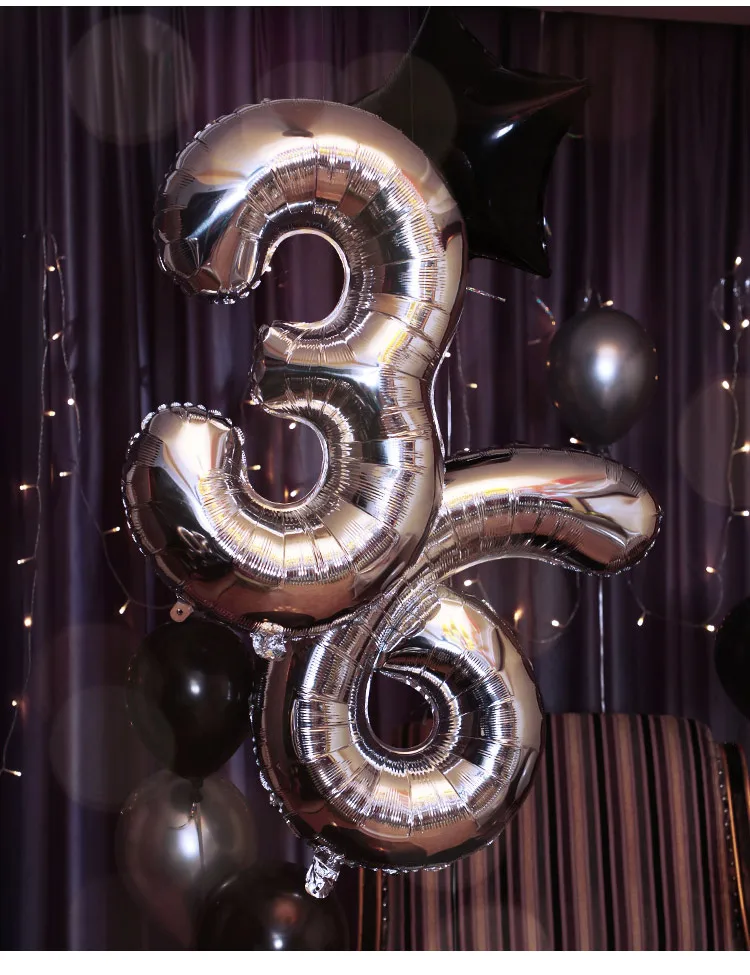 as picture 2 шт. 32/40 Дюймов серебряная фольга Цифровой шар 19 номер hday вечерние Свадебная вечеринка Для мальчиков и девочек день рождения украшение шары - Цвет: as picture