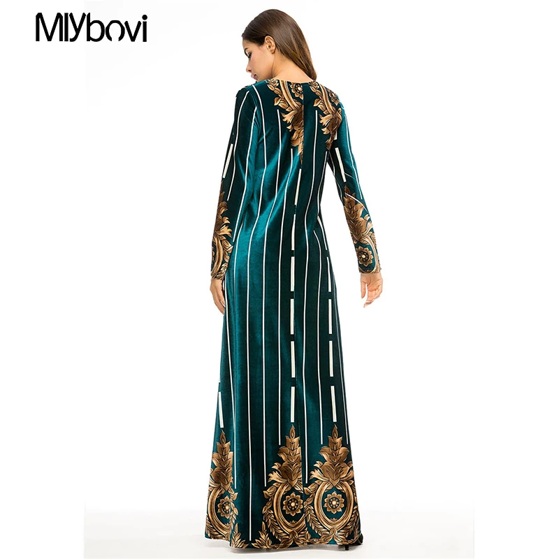 Vestido женское платье кафтан арабский абайя Дубай бархатное мусульманское с