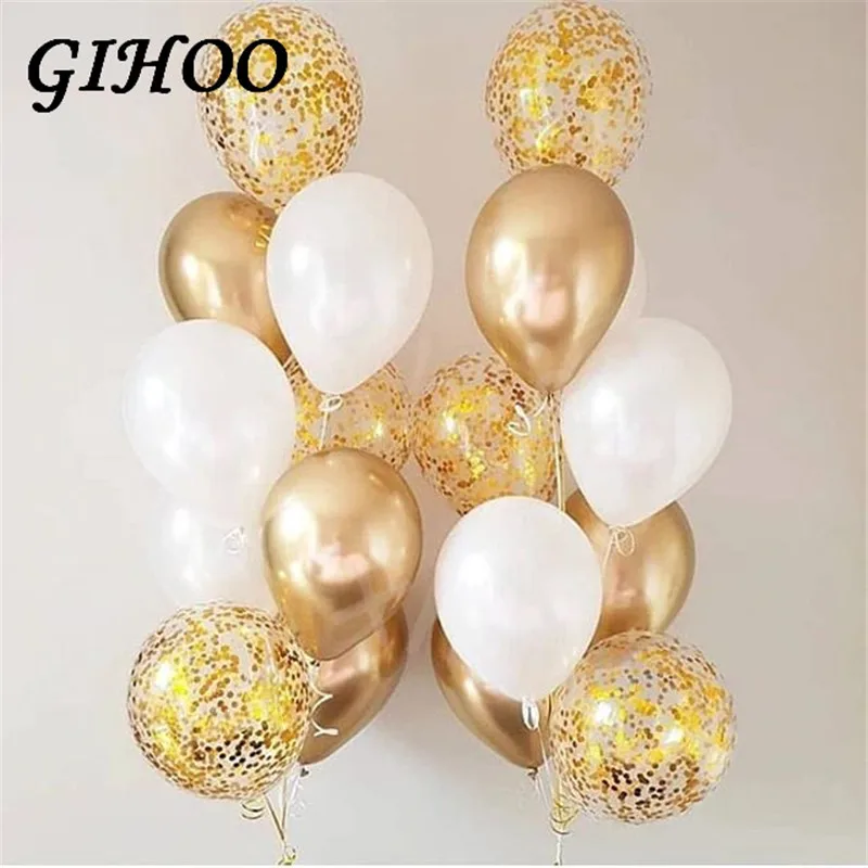 GIHOO 9 шт. 12 дюймов золотые шары конфетти латексные с днем рождения на свадьбу День
