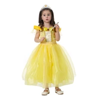 girls new beauty and beast cosplay costume kids princess belle 3 layers long dress cosplay clothing for children jq 1109