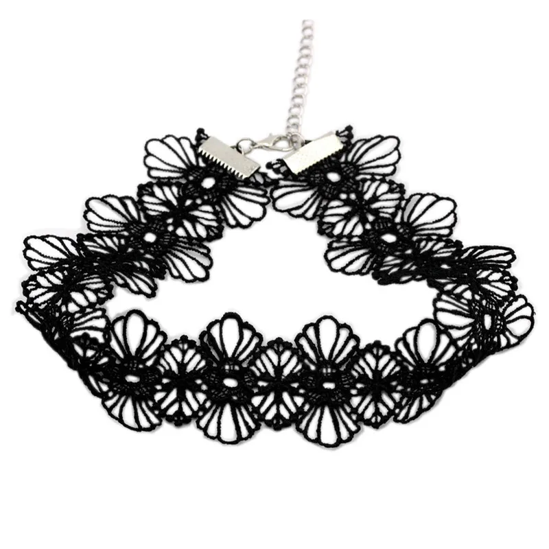 Черное Кружевное ожерелье чокер N210 с полыми цветами женские ожерелья чокеры