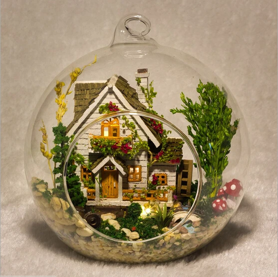 

Кукольный дом миниатюра G015, мини-стеклянный шар, наборы для сборки, деревянный Миниатюрный Кукольный домик, игрушка, подарок, лесная вилла, б...