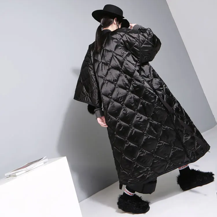 Для женщин зимнее пальто Oversize изменение Халат длинный широкий хлопок 2017 куртка