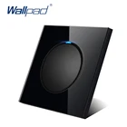 Wallpad L6, черная закаленная стеклянная панель, светодиодный, 1 клавиша, 1 канал, 2 способа, кнопочный настенный выключатель со светодиодный ным индикатором