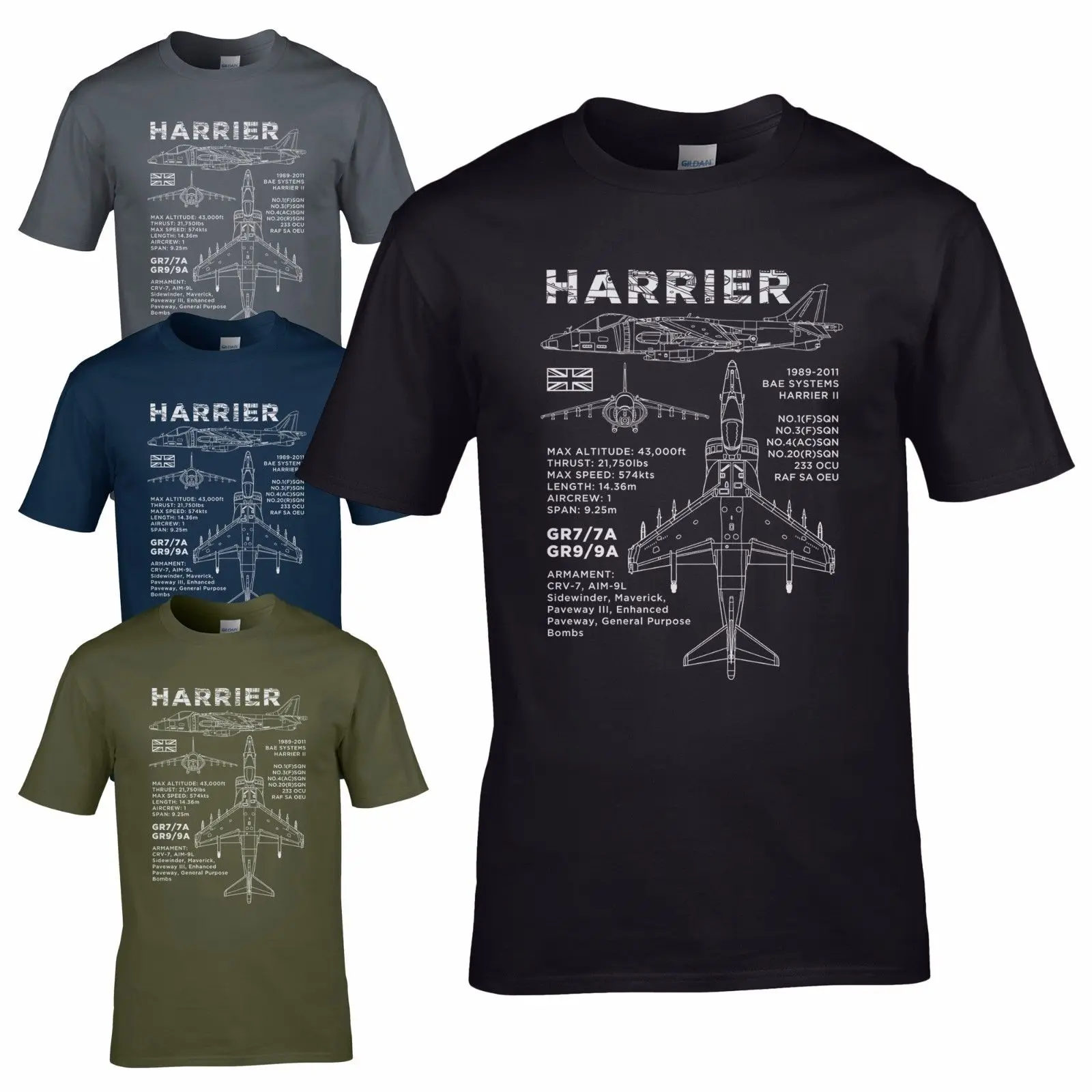 Футболка с принтом Harrier GR7 / 7A GR9 9A BAE AV8B Aircraft RAF 1 3 4 20 SQN на заказ дешевые футболки