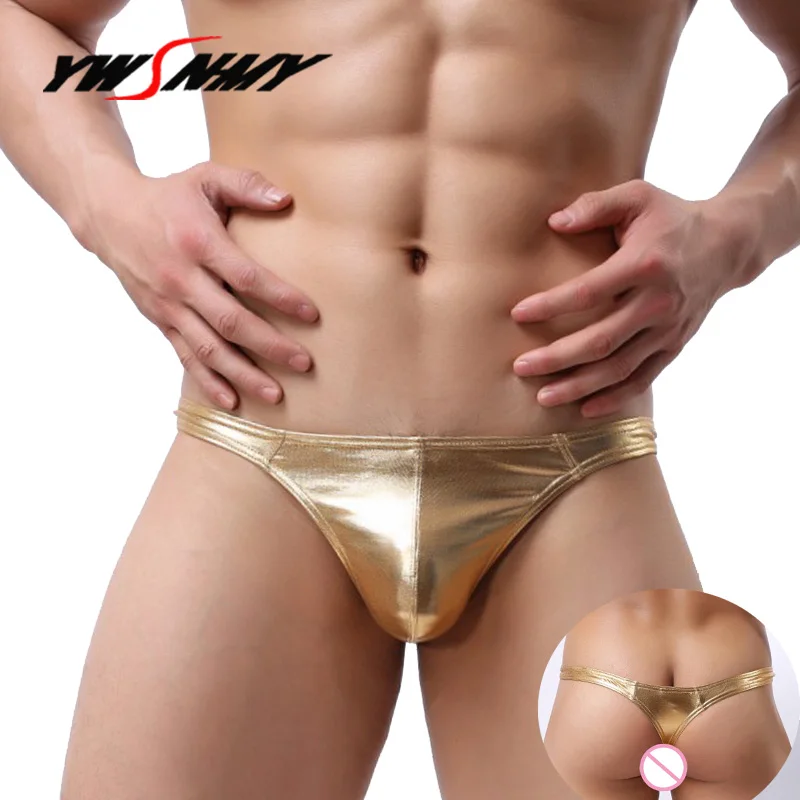 

Men's Sexy Lingerie G-string Thong Tanga Hombre Briefs Faux Leather Bikini U Convex Pouch Jockstrap Sexy Gay Underpants