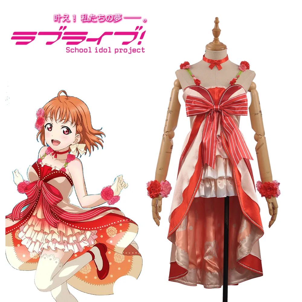 Аниме! Lovelive Aqours спортивные карты Takami Chika великолепное милое платье в стиле Лолиты