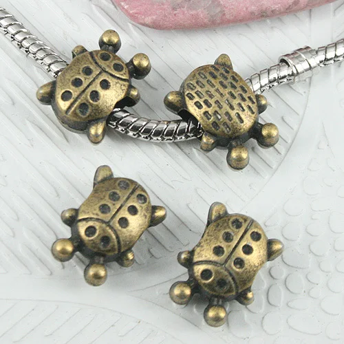 

16pcs antiqued bronze insect design loose bead with big hole EF0902