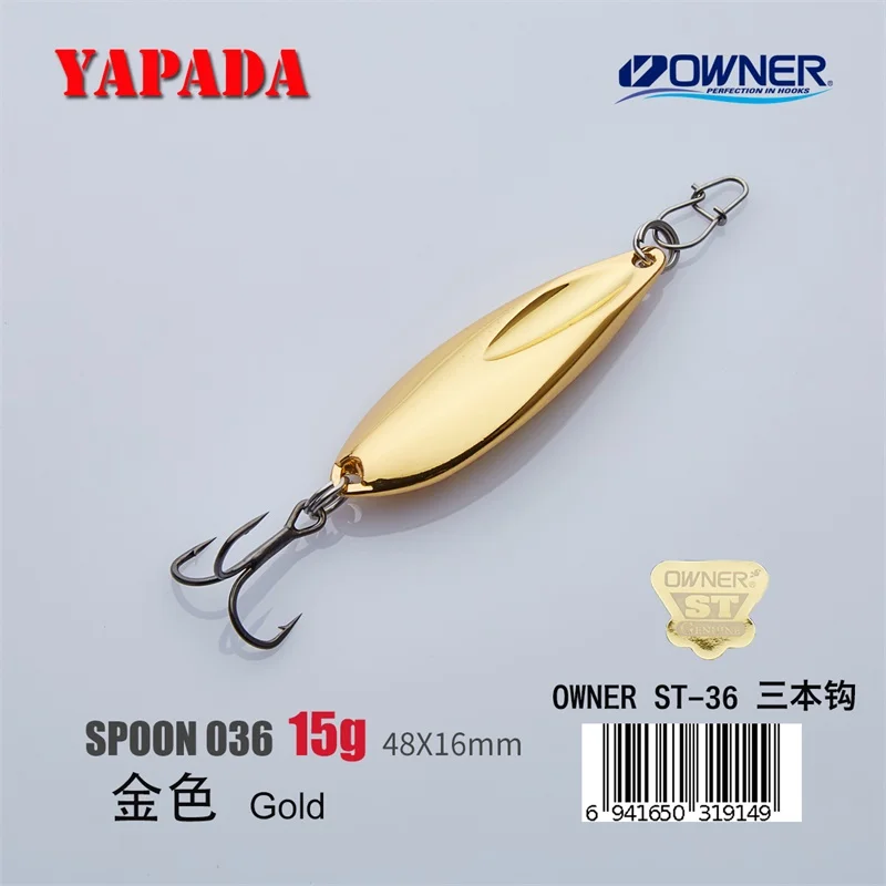 YAPADA ложка 036 Kamaitachi владелец тройной крючок 5g-10g-15g 35-44-48mm перо металлическая ложка Многоцветный рыболовные приманки - Цвет: Gold 15g