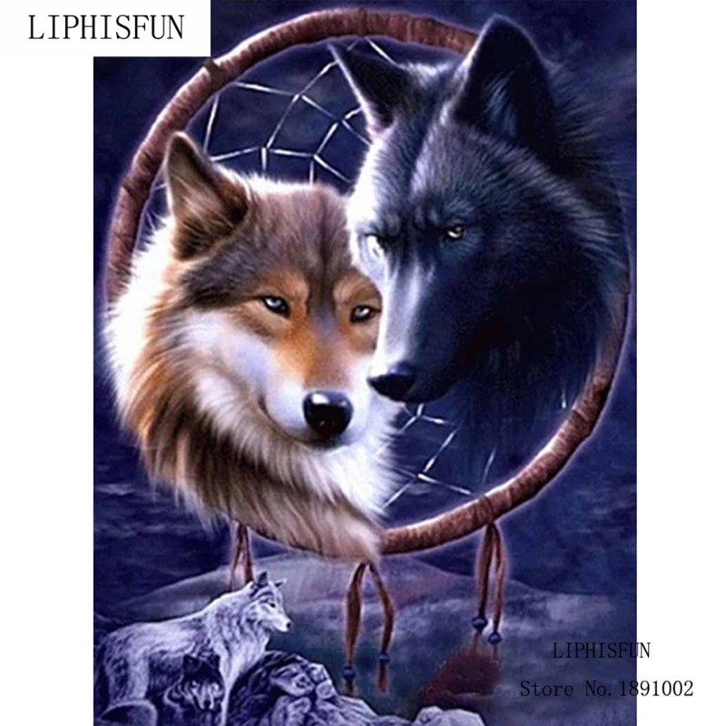 

5D DIY алмазной живописи "Волк любителей животных" Вышивка полный квадратный алмаз вышивки крестом горный хрусталь мозаика живопись Декор под...