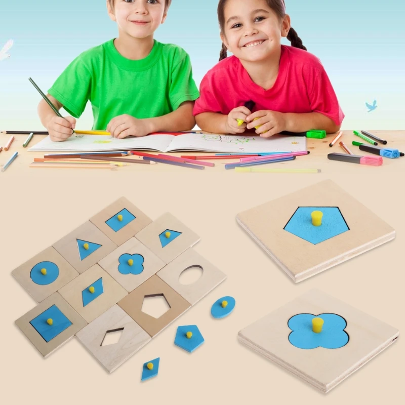 

new Montessori Shapes Sorting Puzzle Geometry Board Education Preschool Kids Teaching Toy