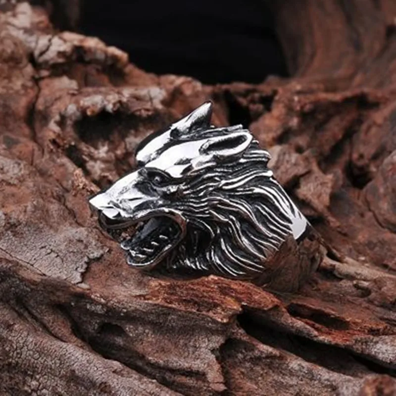 MANGOSKY тибетское серебро Волчья Голова кольца для Для мужчин в стиле панк рок