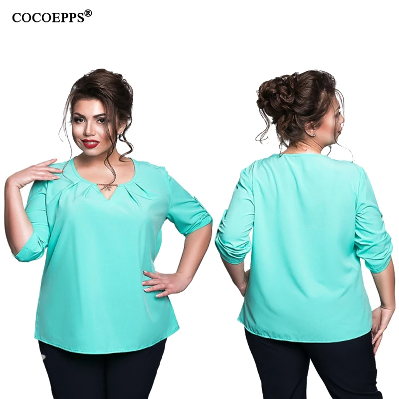 5XL 6XL 2017 Для женщин шифон Топы корректирующие 4xl модная короткая блузка плюс